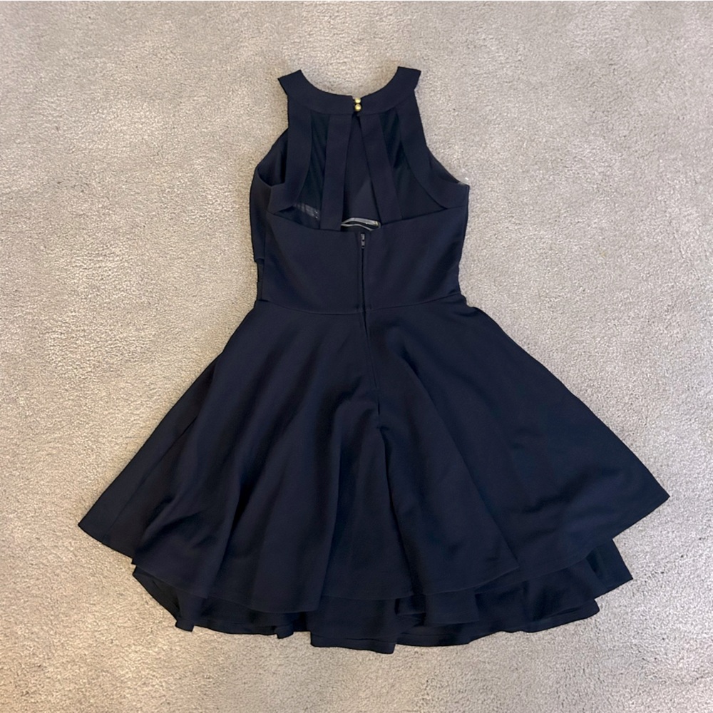 Honey and Rosie Halter Neck Illusion-Waist Double Hem Fit-And-Flare Dress